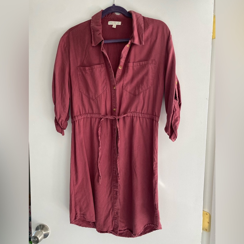 Dark rose button down dress size small
